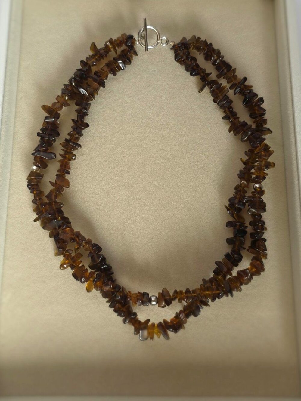 Silpada N0920 Amber Sterling Silver 925 Double Strand Toggle Necklace 17"